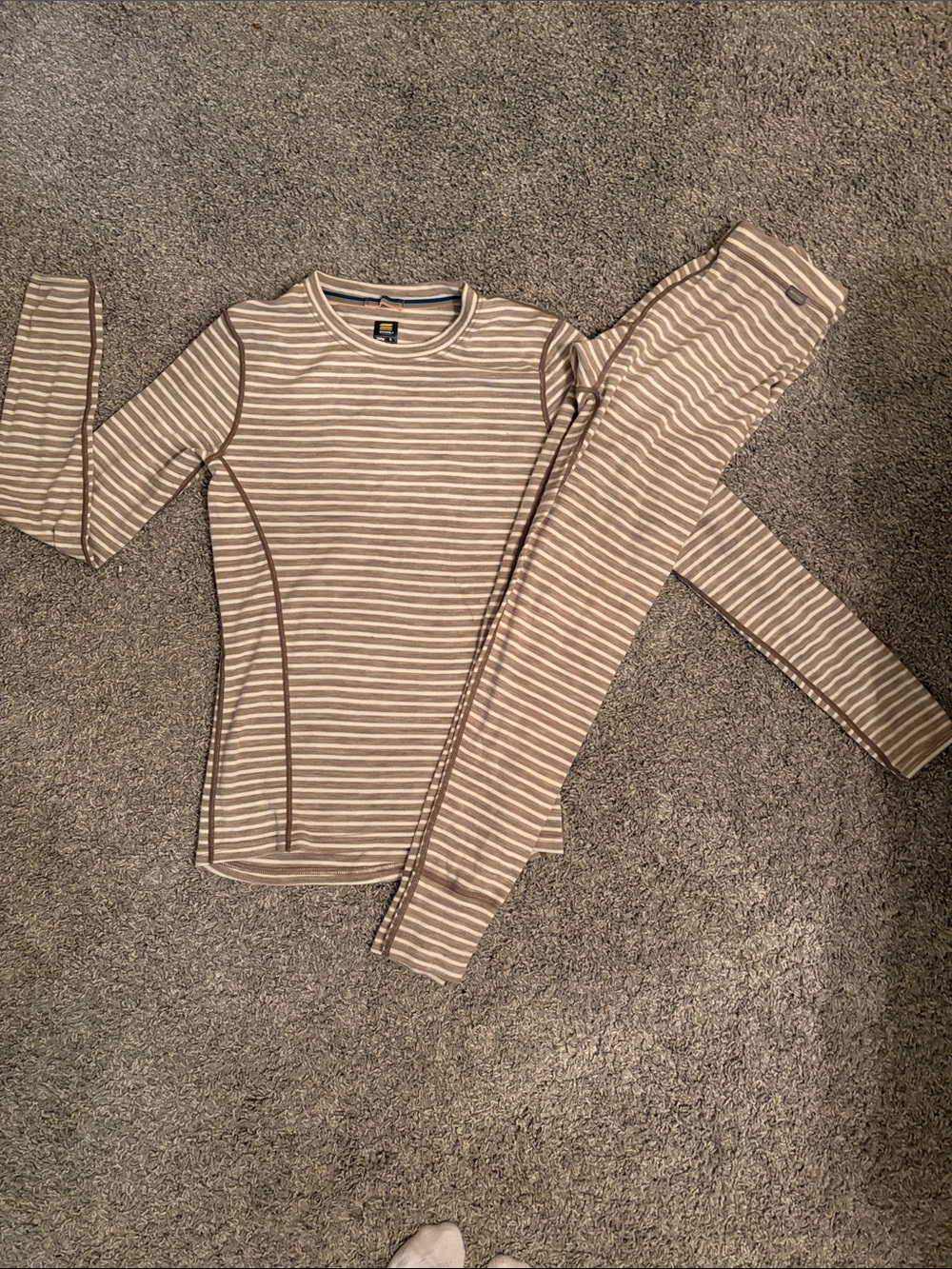 Meriwool brown striped small long sleeve pants set